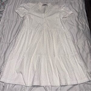 Brooks Brothers Cotton Eyelet Dress Size 6 Mini Cap Sleeve Tiered